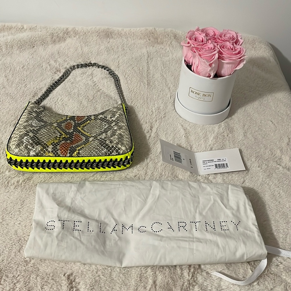NWT Stella McCartney Falabella Python Printed Shoulder Bag- Banana